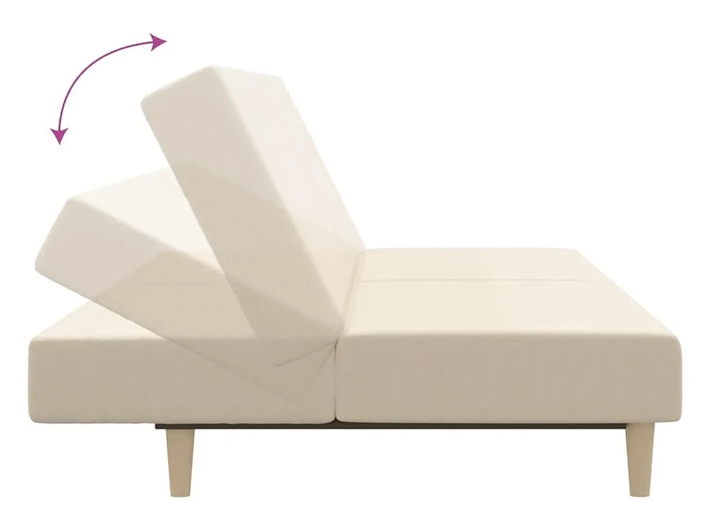 Sofá-cama de 2 lugares tecido cor creme