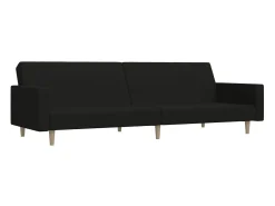 Sofá-cama de 2 lugares tecido preto