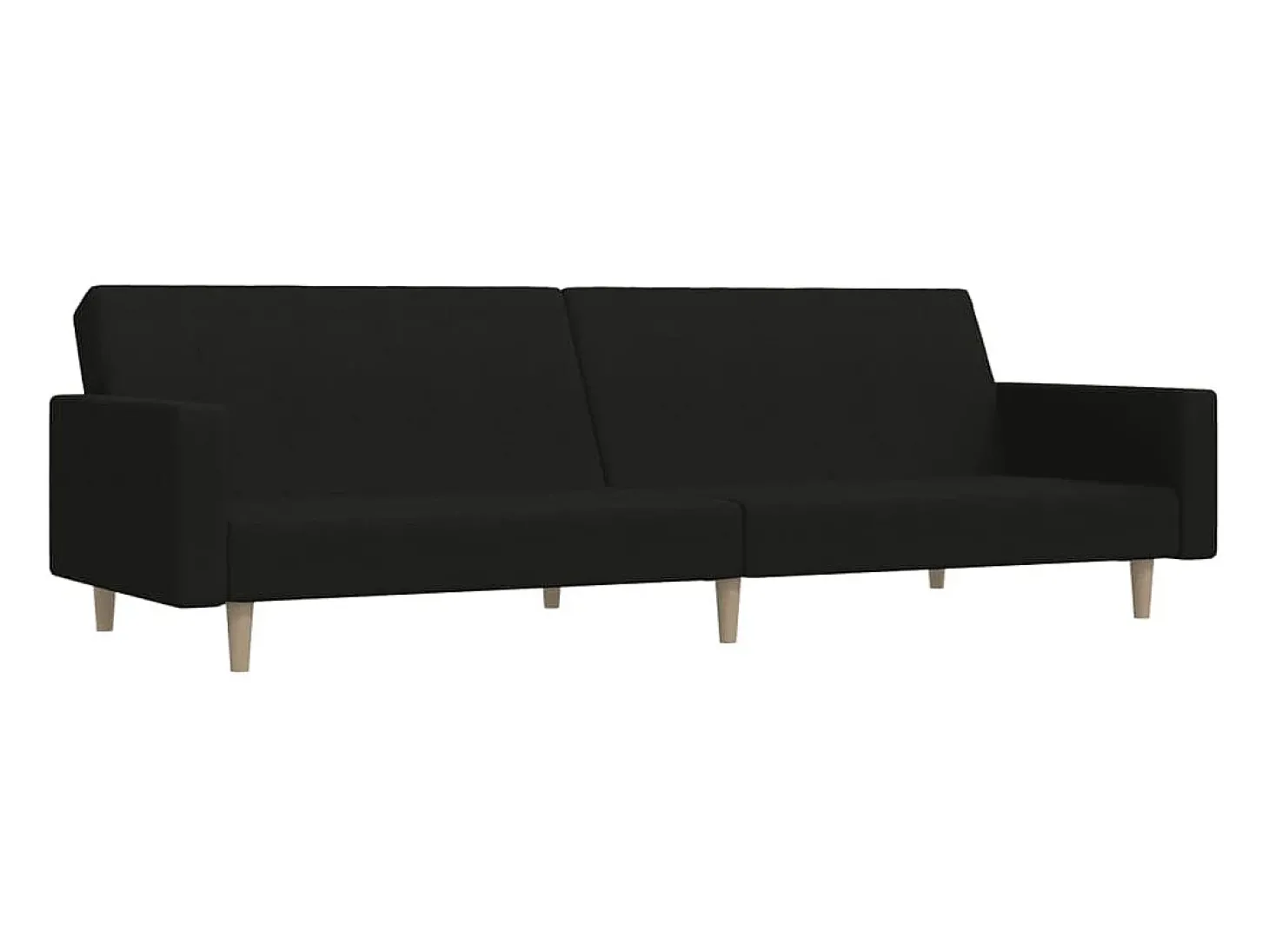 Sofá-cama de 2 lugares tecido preto