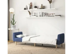 Sofá-cama de 2 lugares tecido azul PT471163