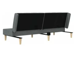 Sofá-cama de 2 lugares tecido cinzento-claro