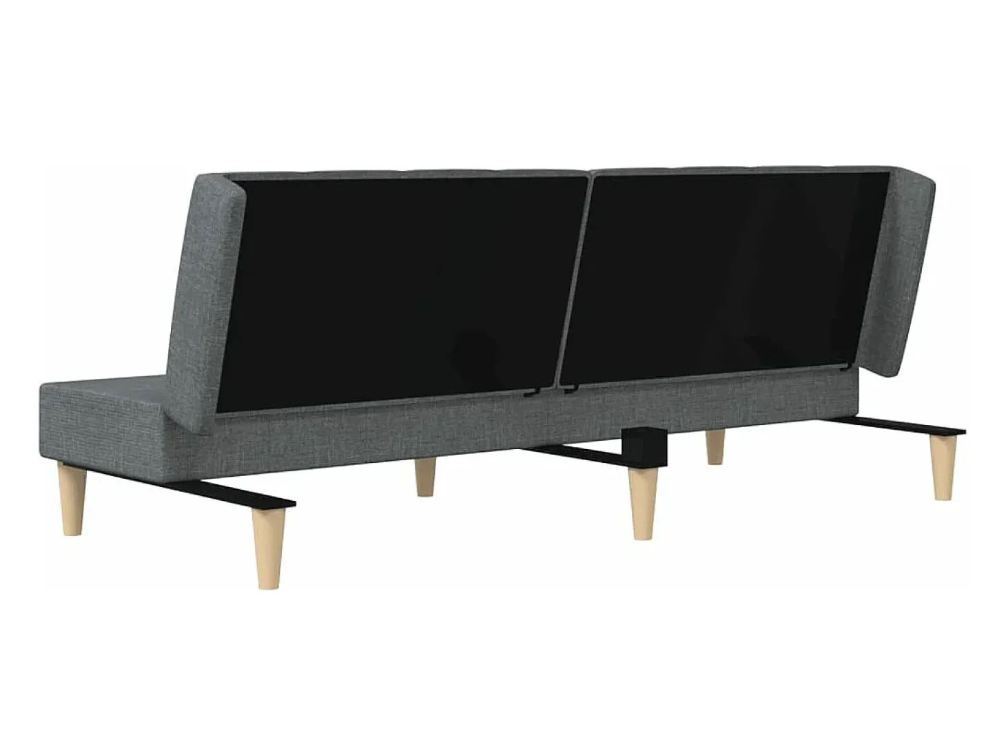 Sofá-cama de 2 lugares tecido cinzento-claro