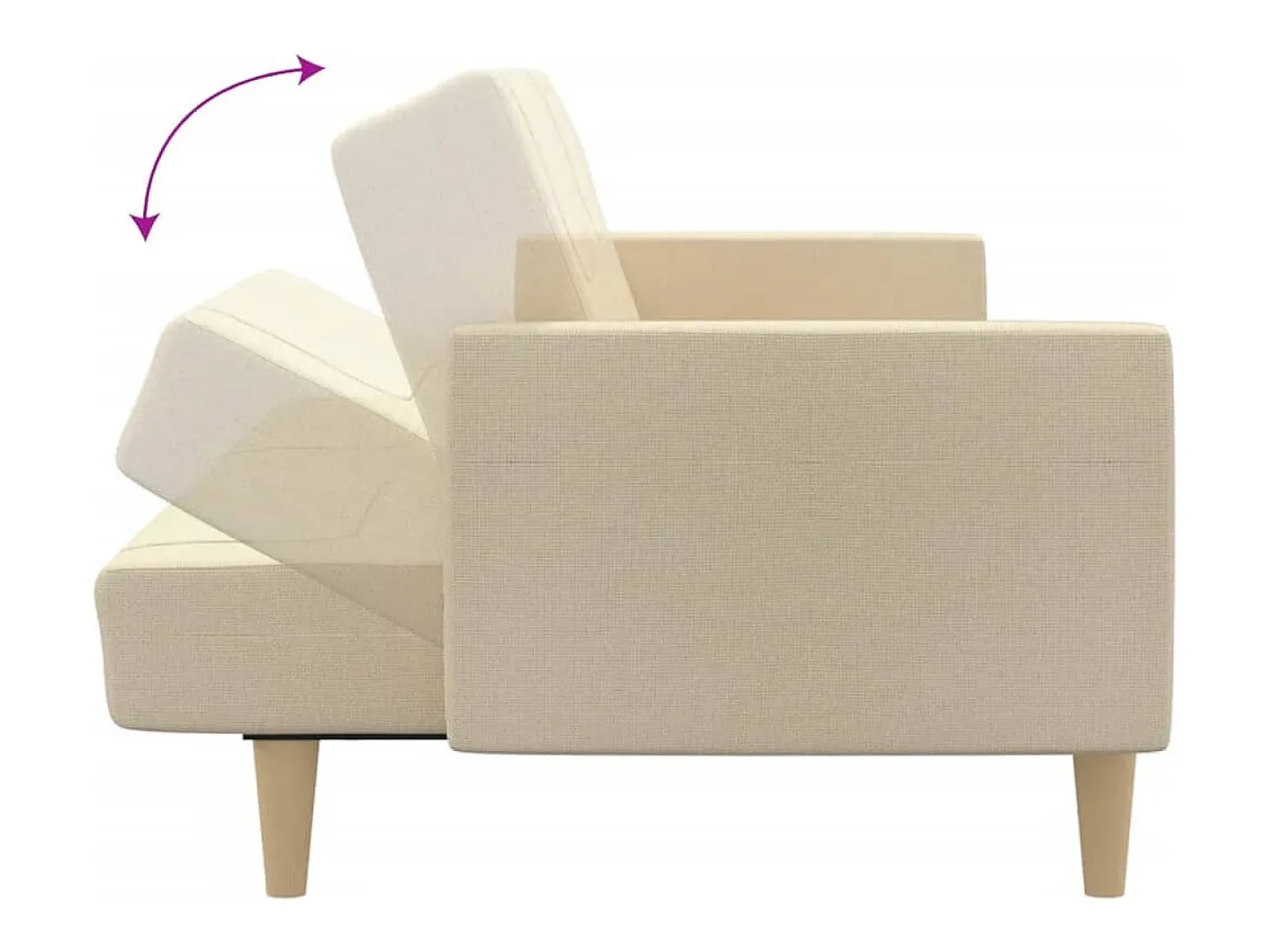 Sofá-cama de 2 lugares tecido cor creme