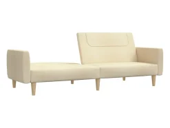 Sofá-cama de 2 lugares tecido cor creme