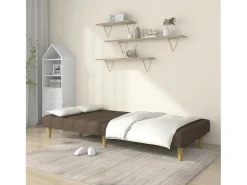 Sofá-cama de 2 lugares tecido cinzento-acastanhado PT589937