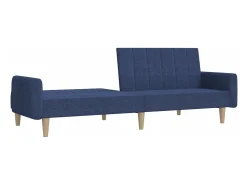 Sofá-cama de 2 lugares tecido azul PT211046