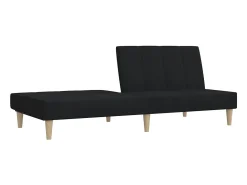 Sofá-cama de 2 lugares tecido preto