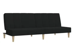 Sofá-cama de 2 lugares tecido preto