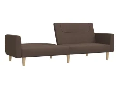 Sofá-cama de 2 lugares tecido cinzento-acastanhado PT836816