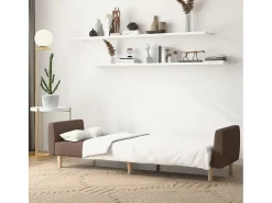 Sofá-cama de 2 lugares tecido cinzento-acastanhado PT836816