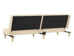 Sofá-cama de 2 lugares tecido cor creme
