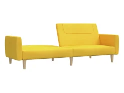 Sofá-cama de 2 lugares tecido amarelo
