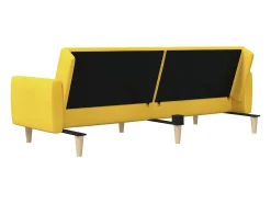 Sofá-cama de 2 lugares tecido amarelo