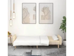 Sofá-cama de 2 lugares tecido cor creme PT422353