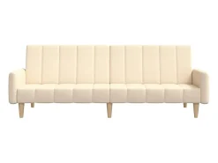 Sofá-cama de 2 lugares tecido cor creme PT422353