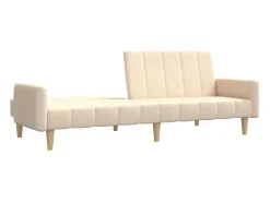 Sofá-cama de 2 lugares tecido cor creme PT422353