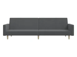 Sofá-cama de 2 lugares tecido cinzento-claro