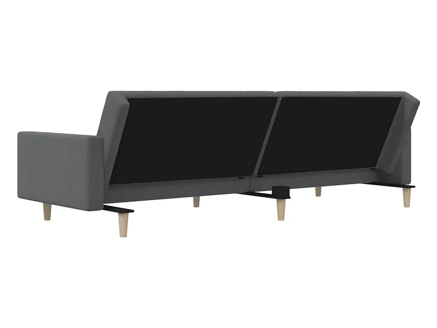 Sofá-cama de 2 lugares tecido cinzento-claro