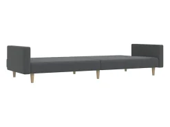 Sofá-cama de 2 lugares tecido cinzento-claro