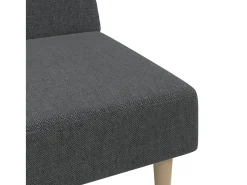 Sofá-cama de 2 lugares tecido cinzento-escuro