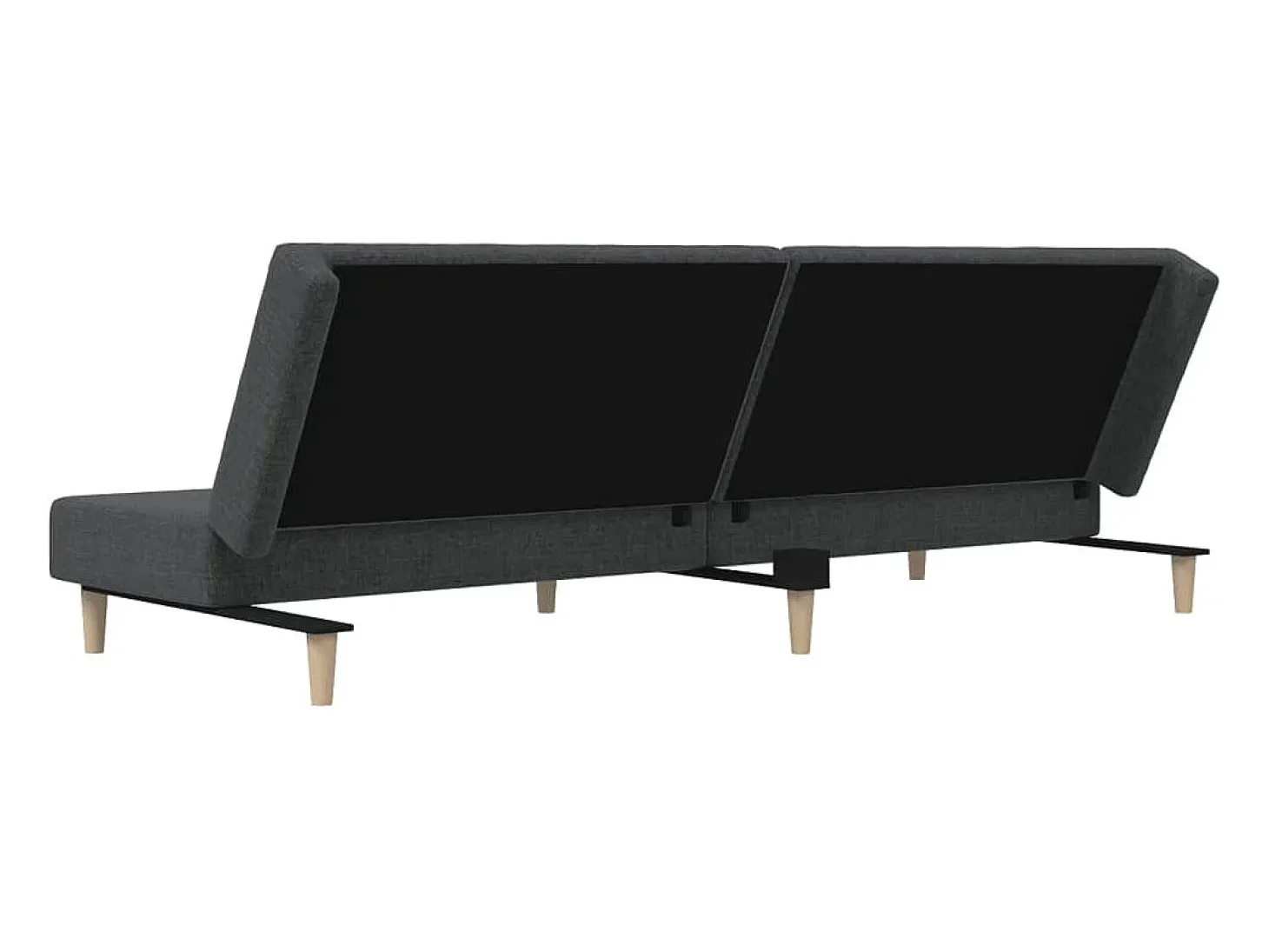 Sofá-cama de 2 lugares tecido cinzento-escuro