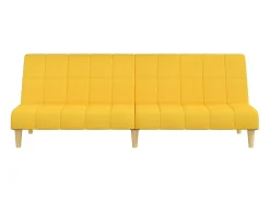 Sofá-cama de 2 lugares tecido amarelo