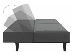 Sofá-cama de 2 lugares veludo cinzento-escuro