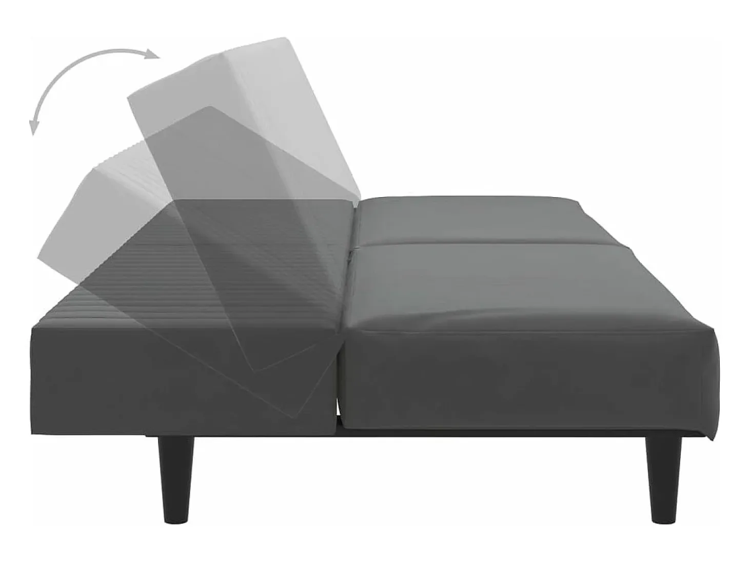 Sofá-cama de 2 lugares veludo cinzento-escuro