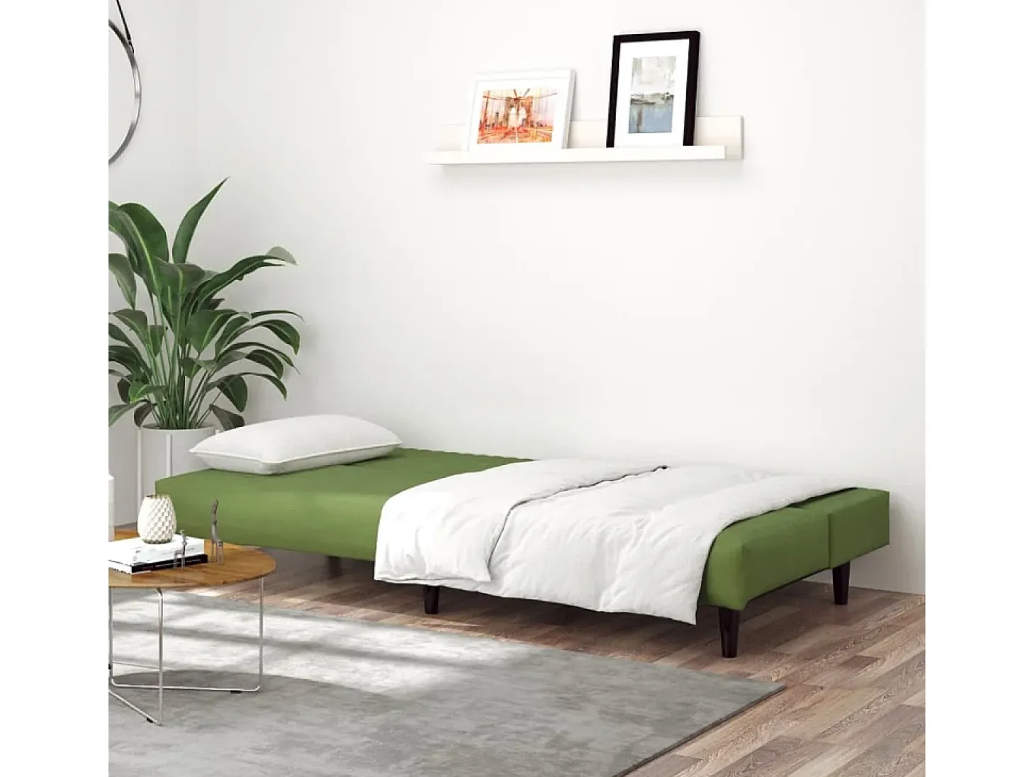 Sofá-cama de 2 lugares veludo verde-claro PT650808