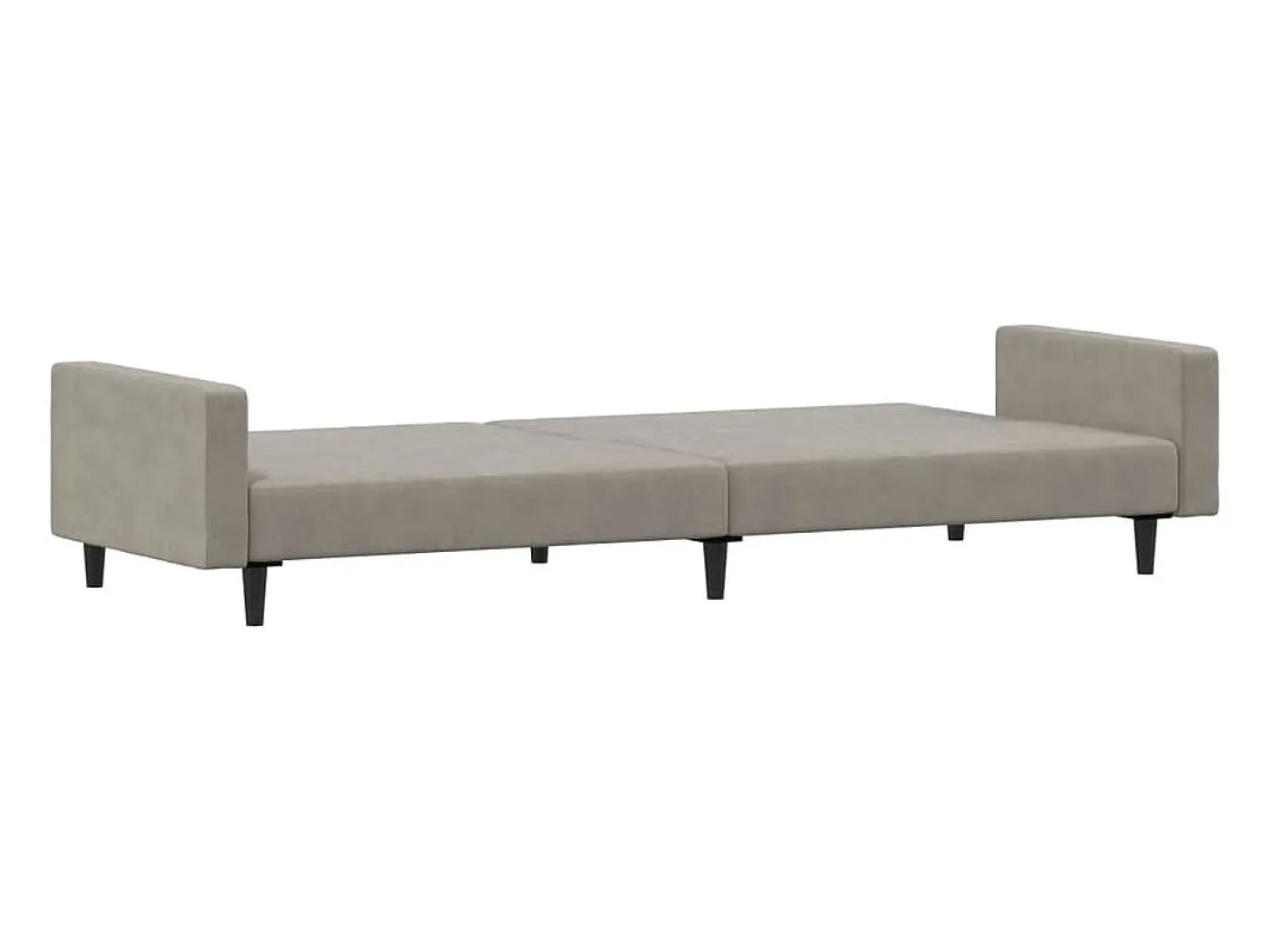 Sofá-cama de 2 lugares veludo cinzento-claro