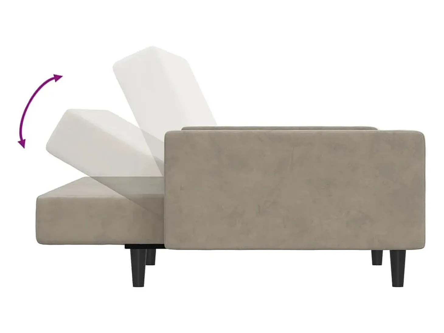 Sofá-cama de 2 lugares veludo cinzento-claro