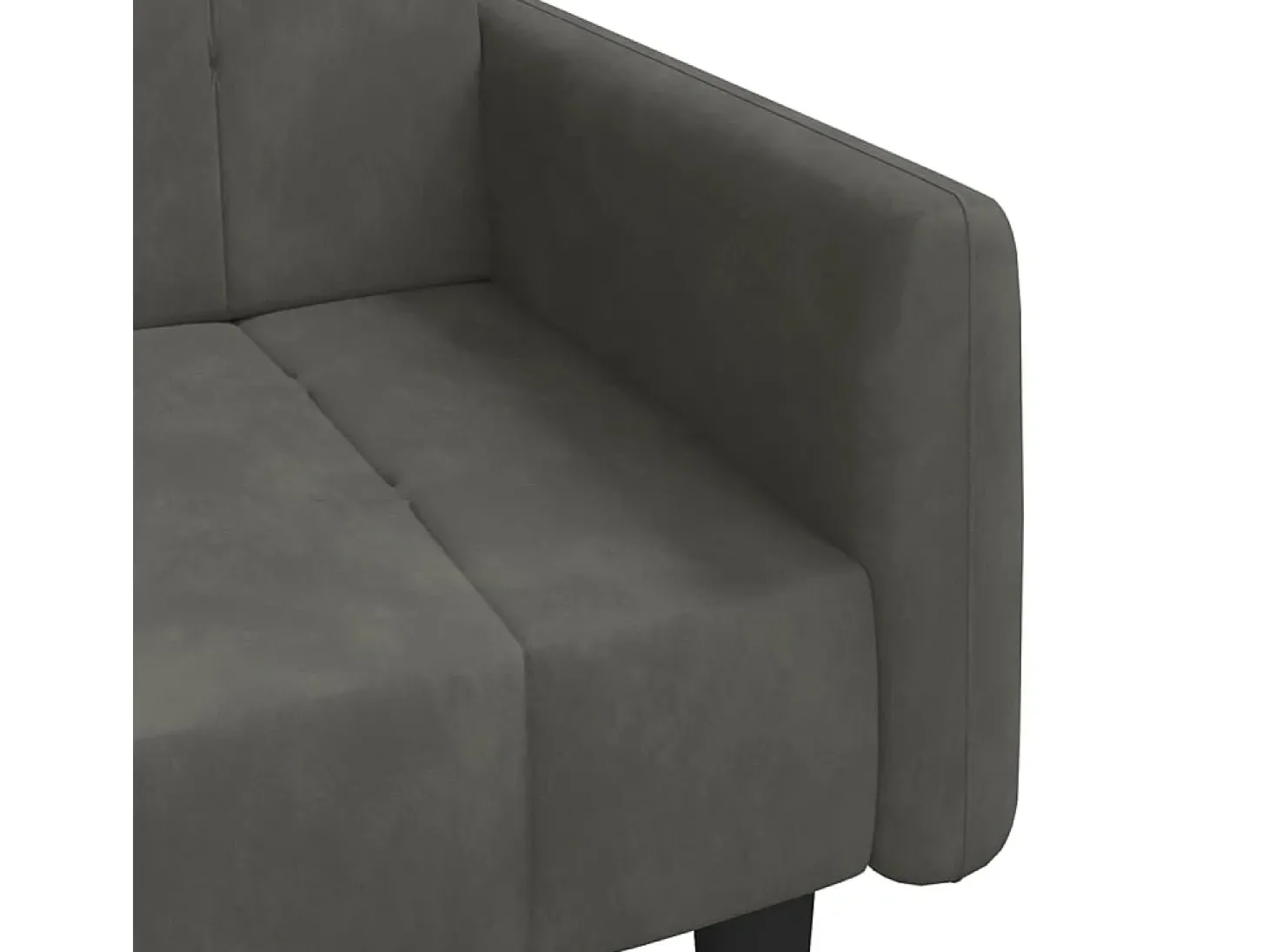 Sofá-cama de 2 lugares veludo cinzento-escuro