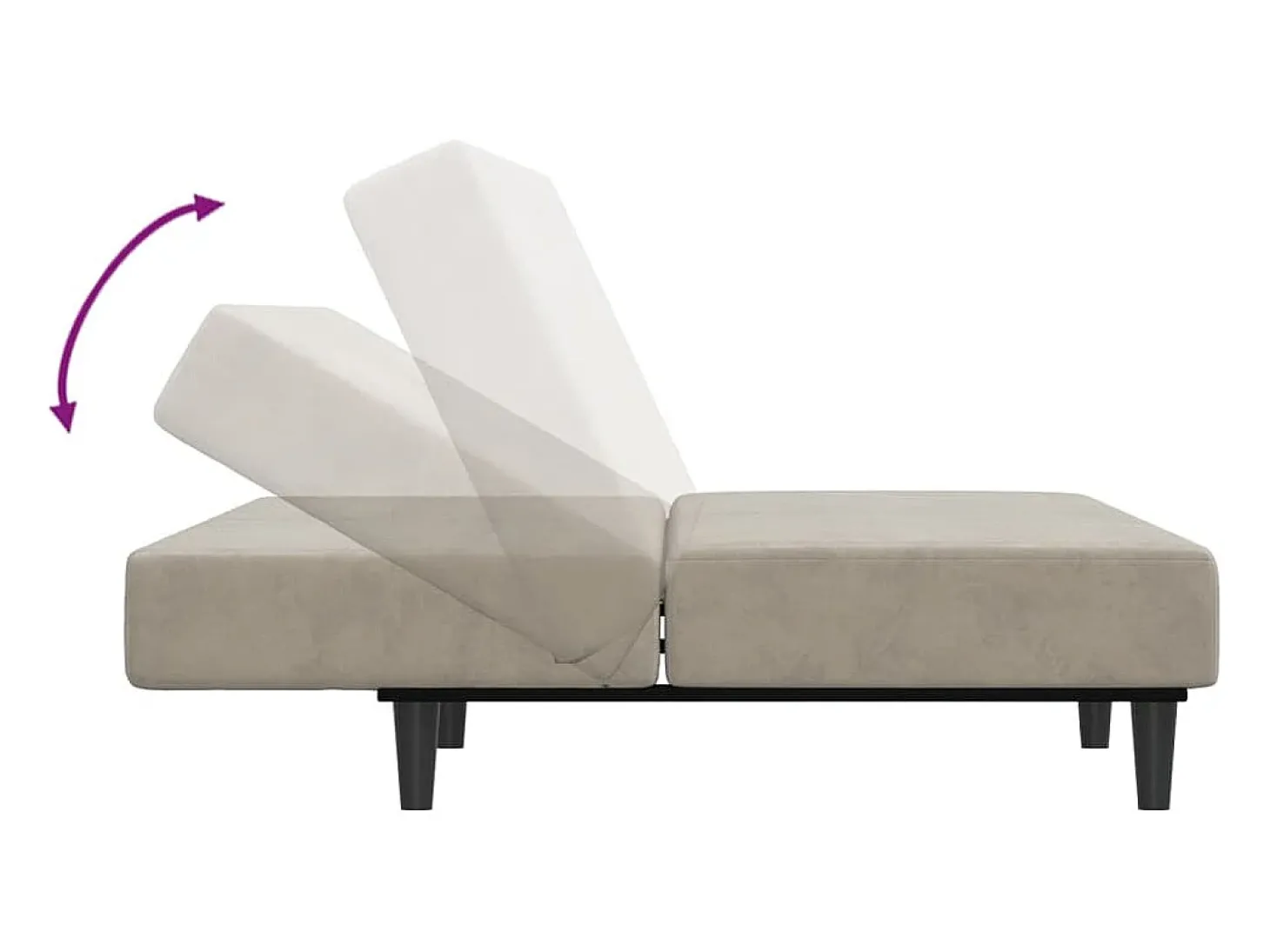 Sofá-cama de 2 lugares veludo cinzento-claro