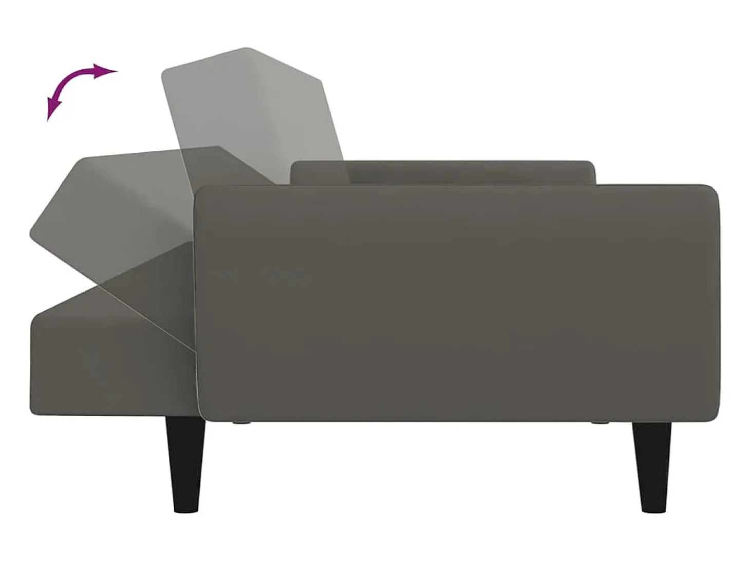 Sofá-cama de 2 lugares veludo cinzento-escuro