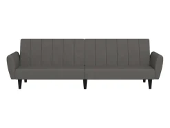 Sofá-cama de 2 lugares veludo cinzento-escuro