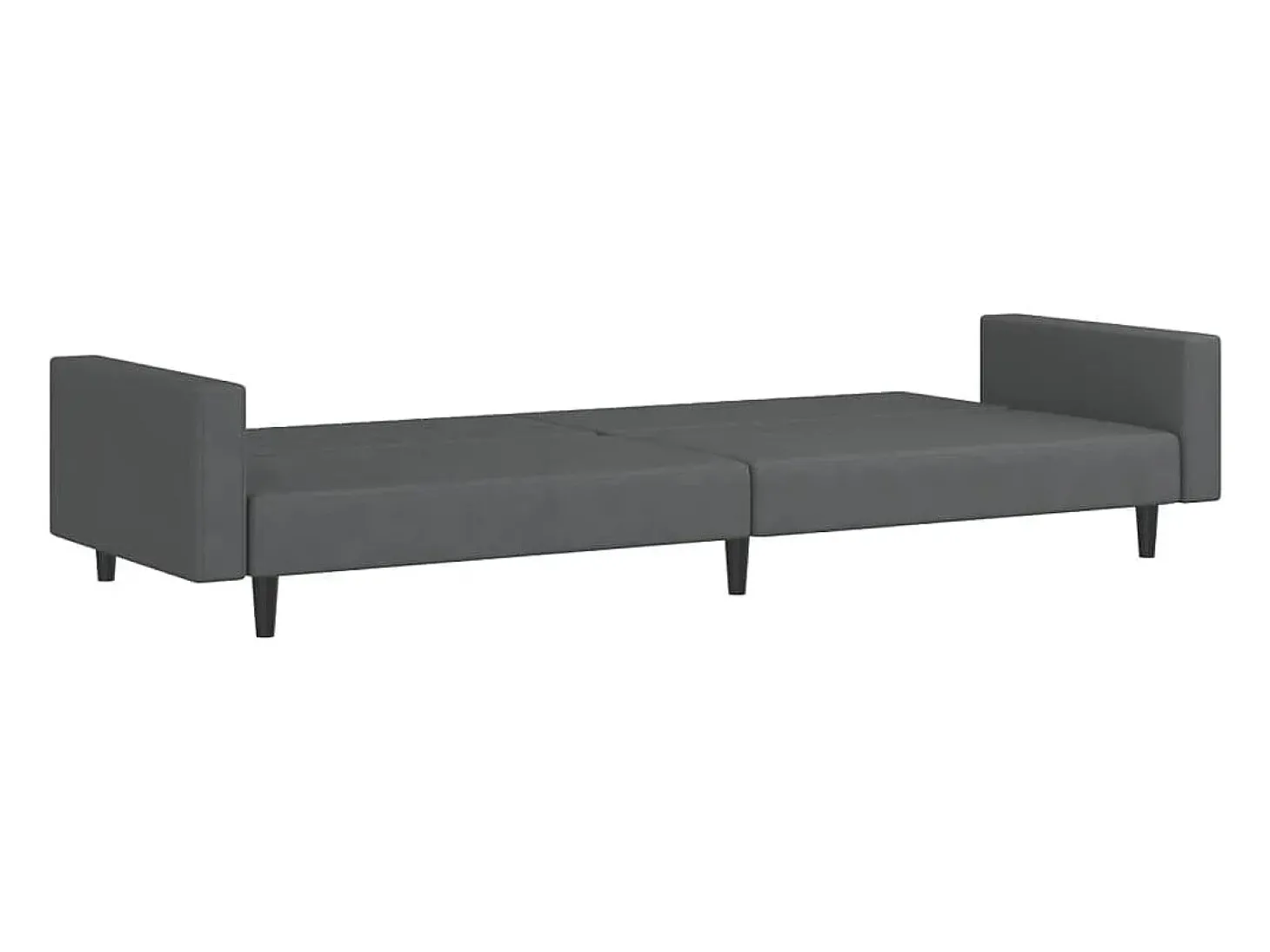 Sofá-cama de 2 lugares veludo cinzento-escuro