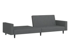 Sofá-cama de 2 lugares veludo cinzento-escuro
