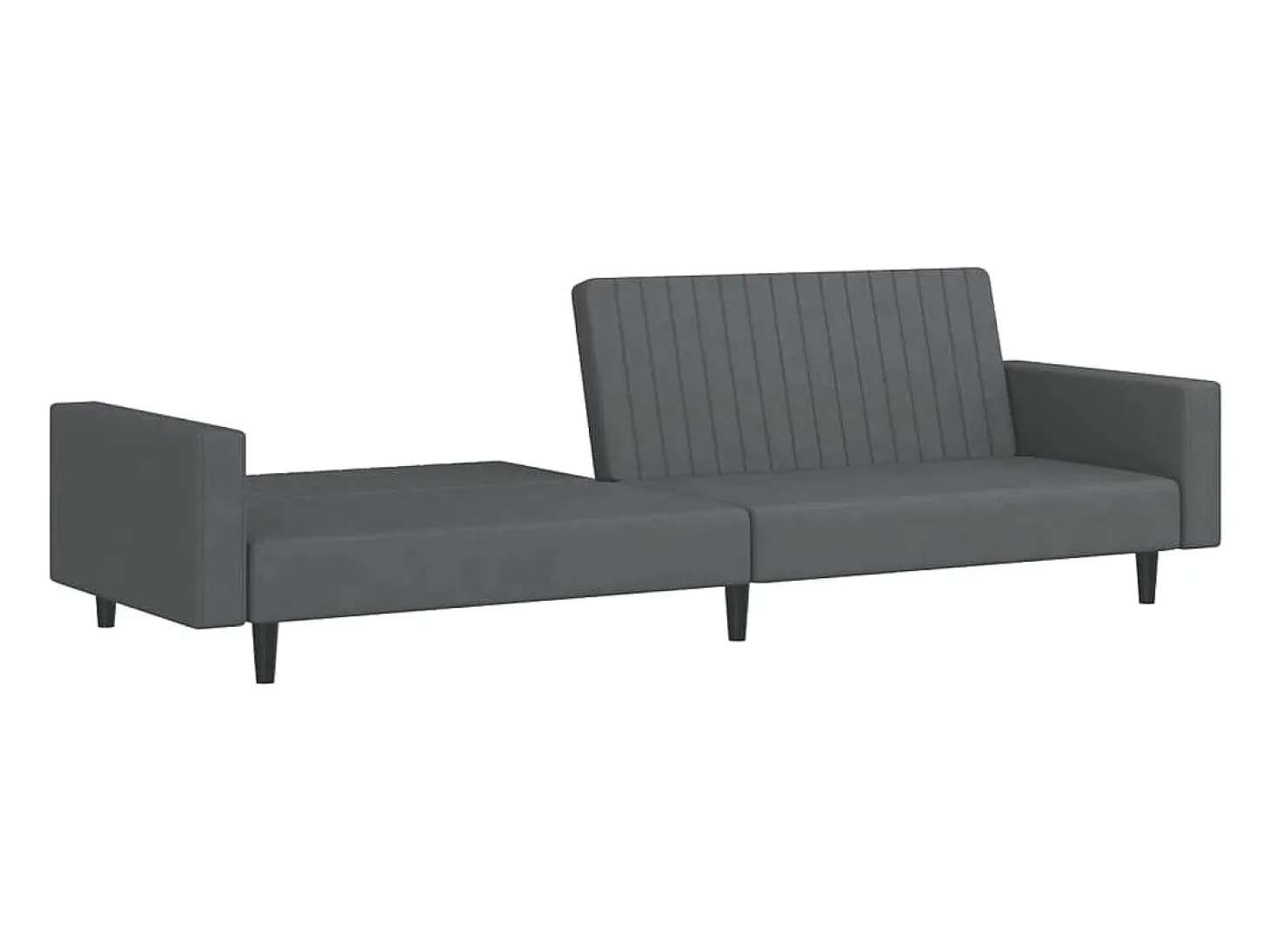 Sofá-cama de 2 lugares veludo cinzento-escuro