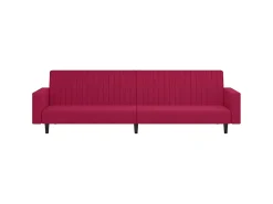 Sofá-cama de 2 lugares veludo vermelho tinto