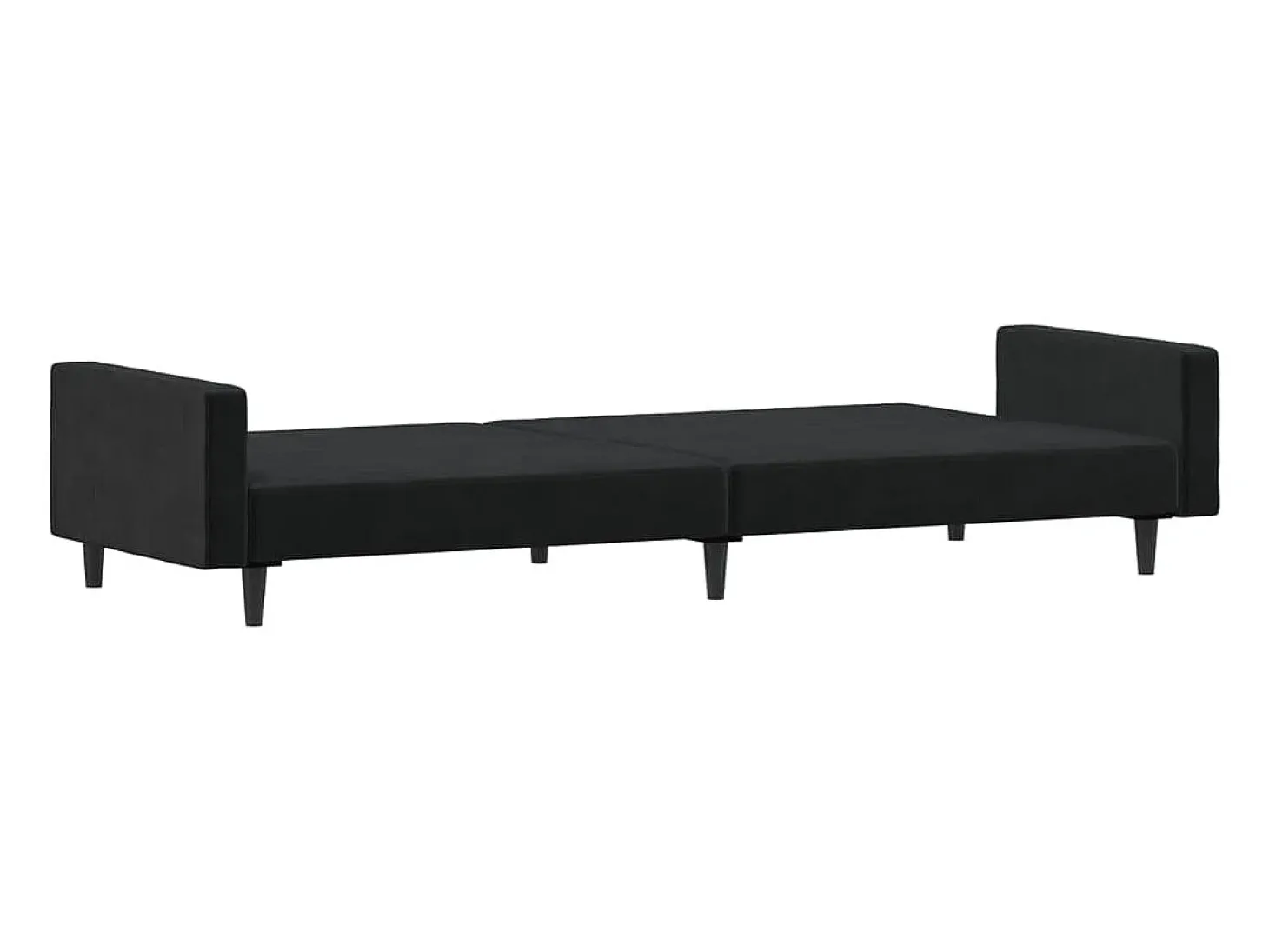 Sofá-cama de 2 lugares veludo preto