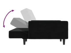 Sofá-cama de 2 lugares veludo preto