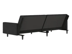 Sofá-cama de 2 lugares veludo preto