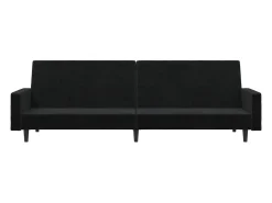 Sofá-cama de 2 lugares veludo preto