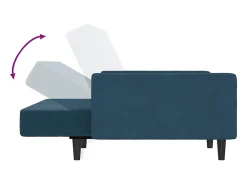 Sofá-cama de 2 lugares veludo azul
