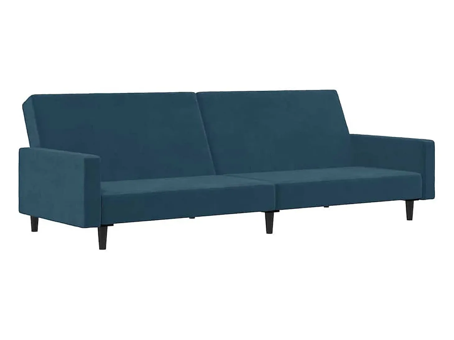 Sofá-cama de 2 lugares veludo azul