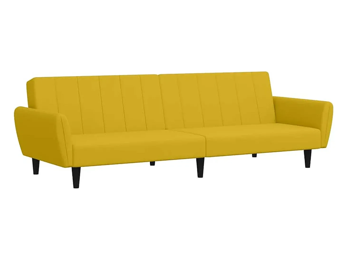 Sofá-cama de 2 lugares veludo amarelo