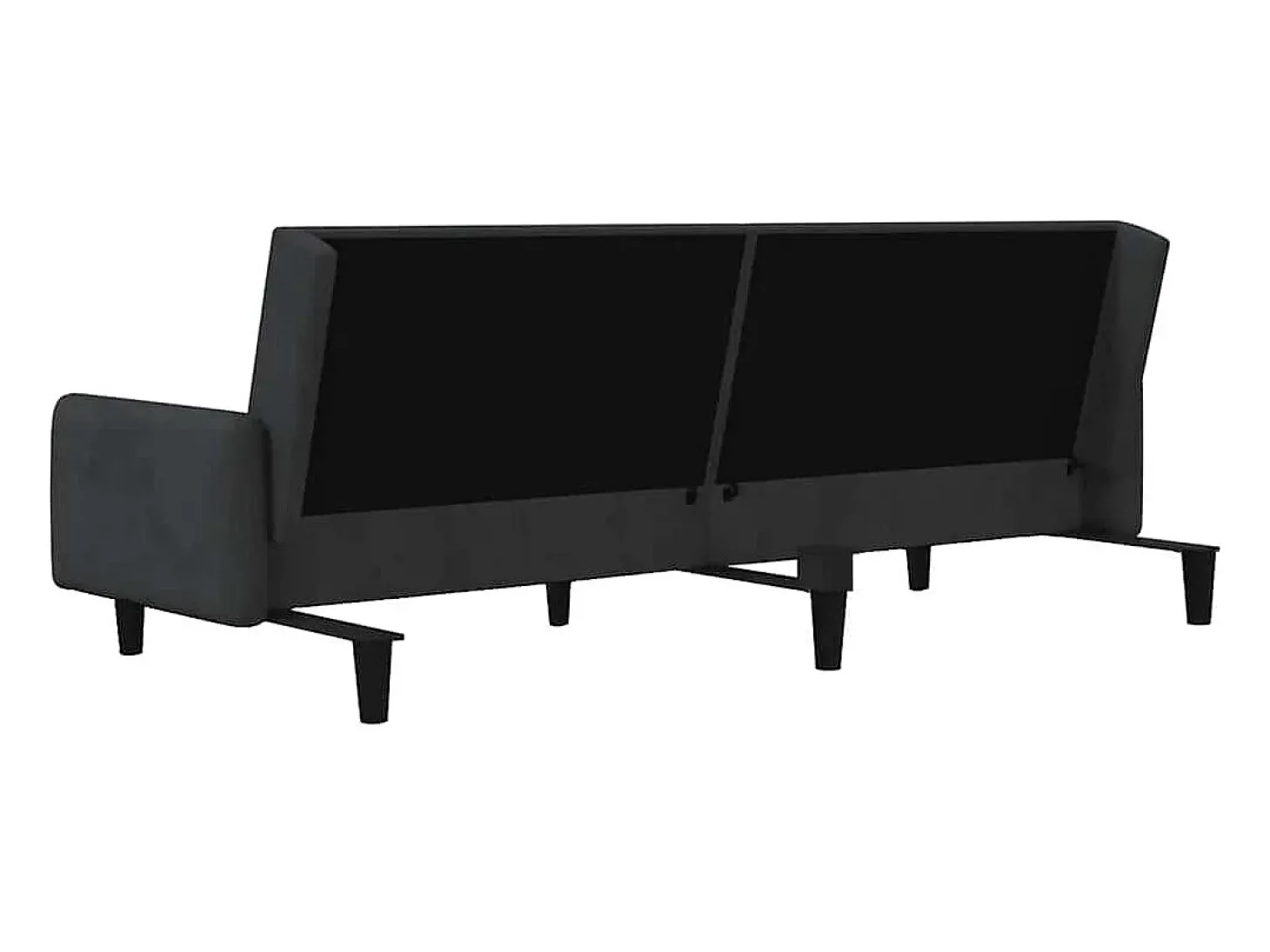 Sofá-cama de 2 lugares veludo preto