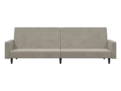 Sofá-cama de 2 lugares veludo cinzento-claro PT937995