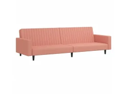 Sofá-cama de 2 lugares veludo rosa PT989431