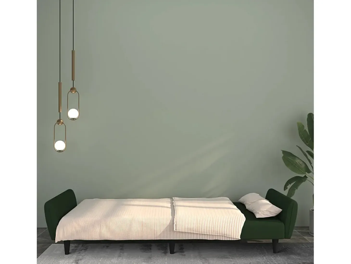 Sofá-cama de 2 lugares veludo verde-escuro PT723412